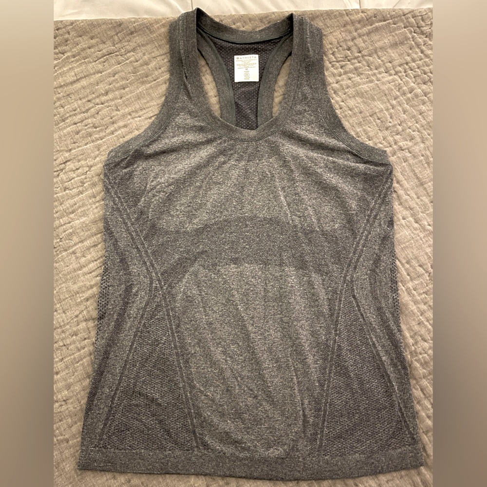 Athleta Momentum Seamless Gray Athletic Tank Top Medium 100% Nylon